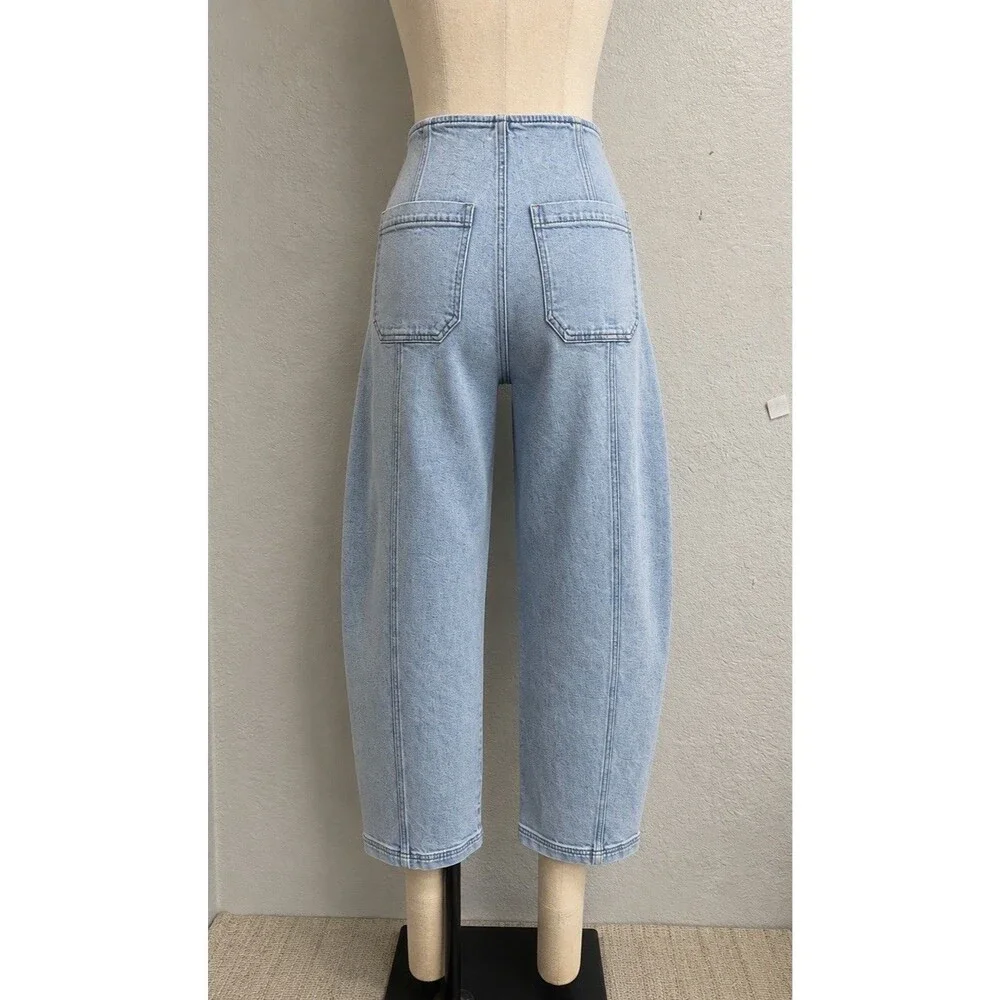 Pistola Blair High Waist Crop Barrel Jeans Size 26 Pristine Light Wash Denim - Picture 4 of 11